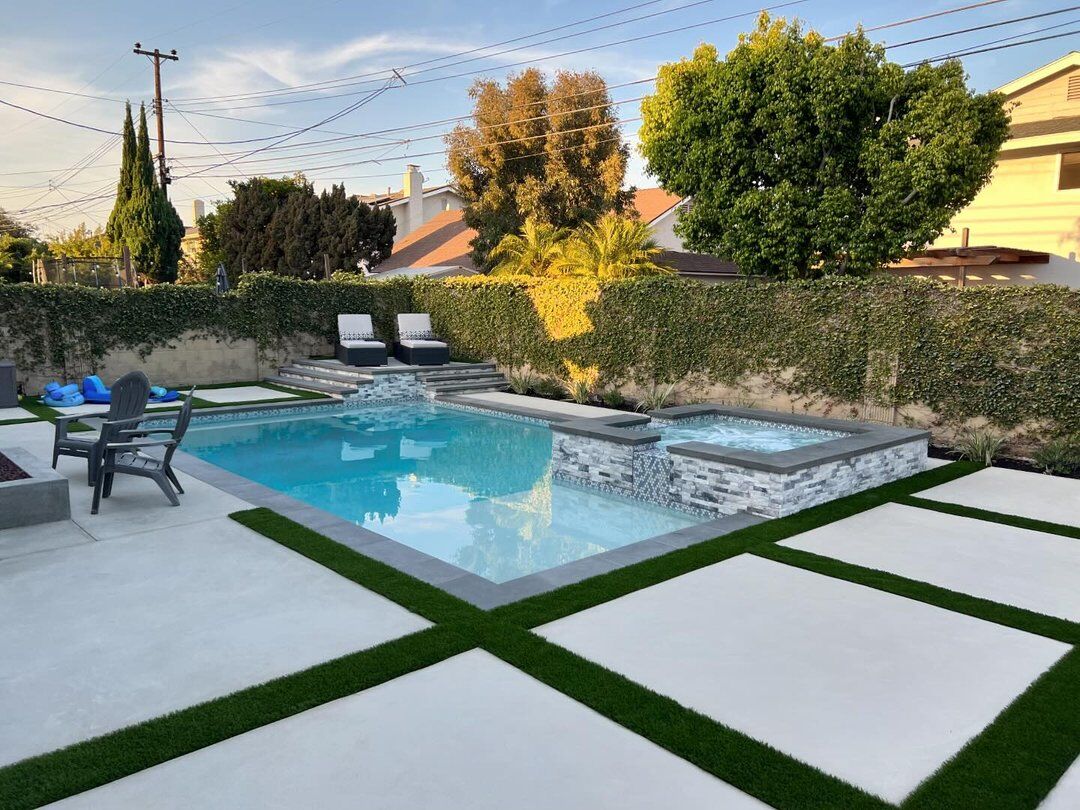 Pool Deck Pavers, Turf, Concrete & Stone Pavers, Irvine, CA